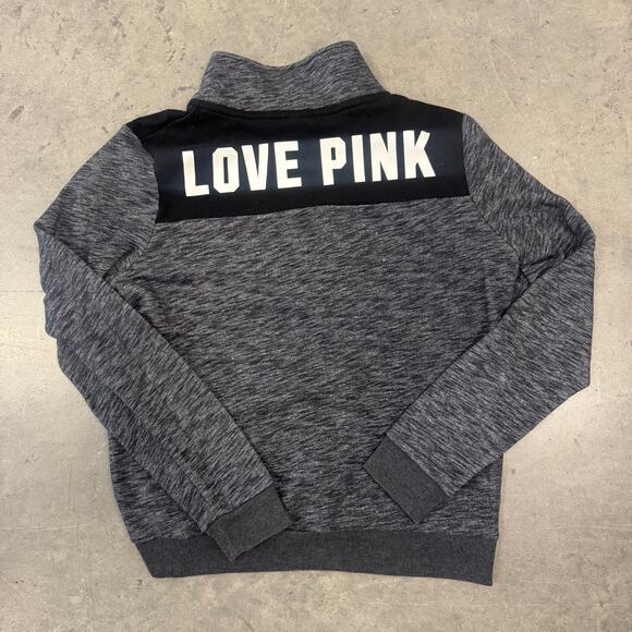 Vintage Y2K Victoria's Secret PINK Grey 1/4 Zip Longsleeve Pullover Sweatshirt L - Picture 1 of 5